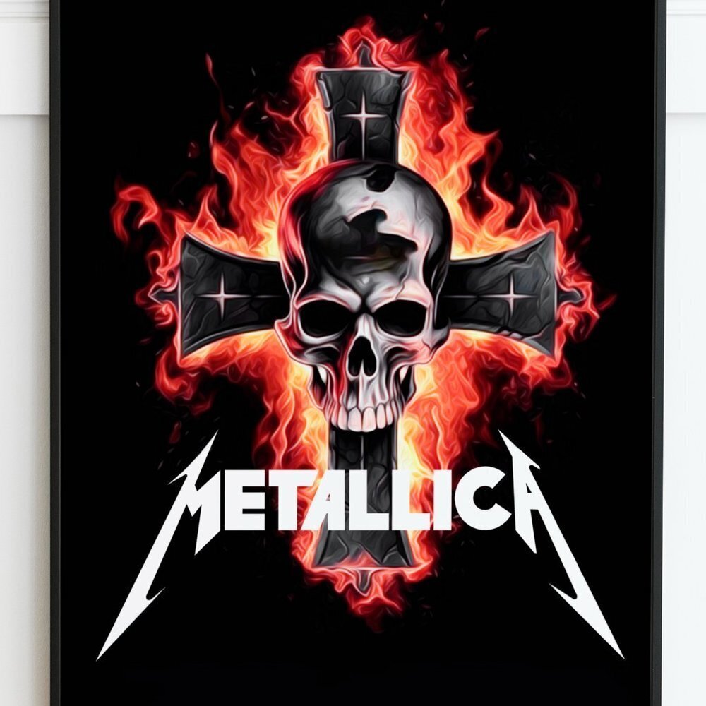 Metallica Heavy Metal 16x20 Band Skull on a Cross Oil Painting Art Poster‎ - Picture 4 of 7